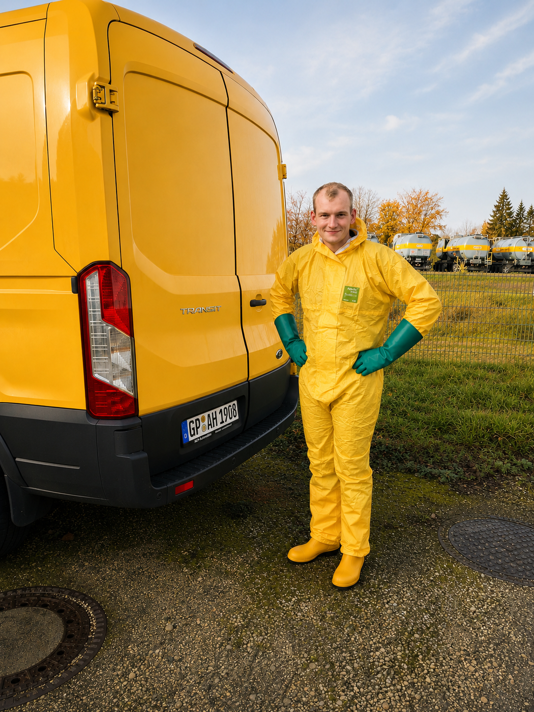 Nikolas Hartdegen am Einsatzfahrzeug